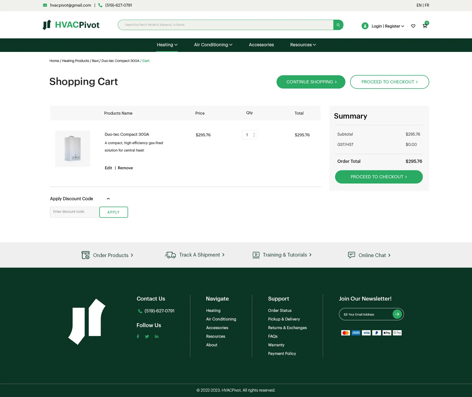 Cart page design